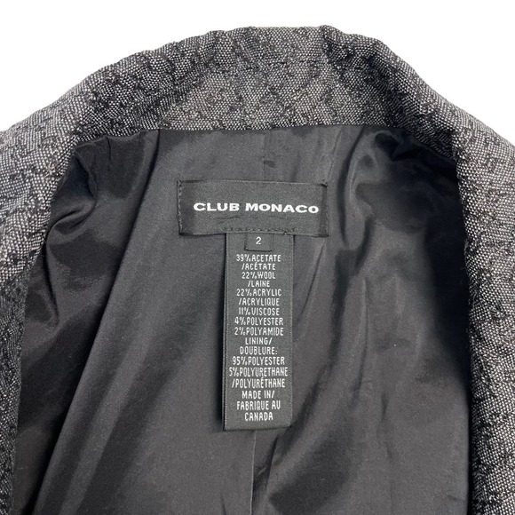 CLUB MONACO Wool Blend Blazer Sz 2 Textured Gray - Picture 6 of 8